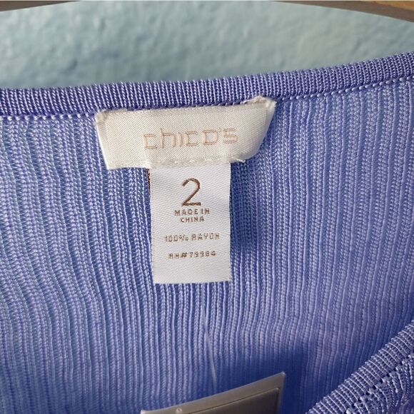 Chico's travel collection love lacey 3/4 sleeve lilac iris lagenlook sweater - Picture 3 of 13